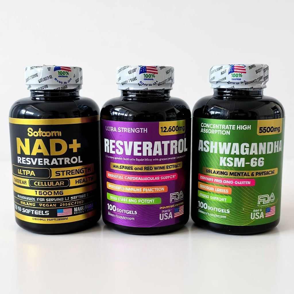 Activa tu Cuerpo y Mente: NAD+, Resveratrol y Ashwagandha de Alta Potencia | Resultados Comprobados