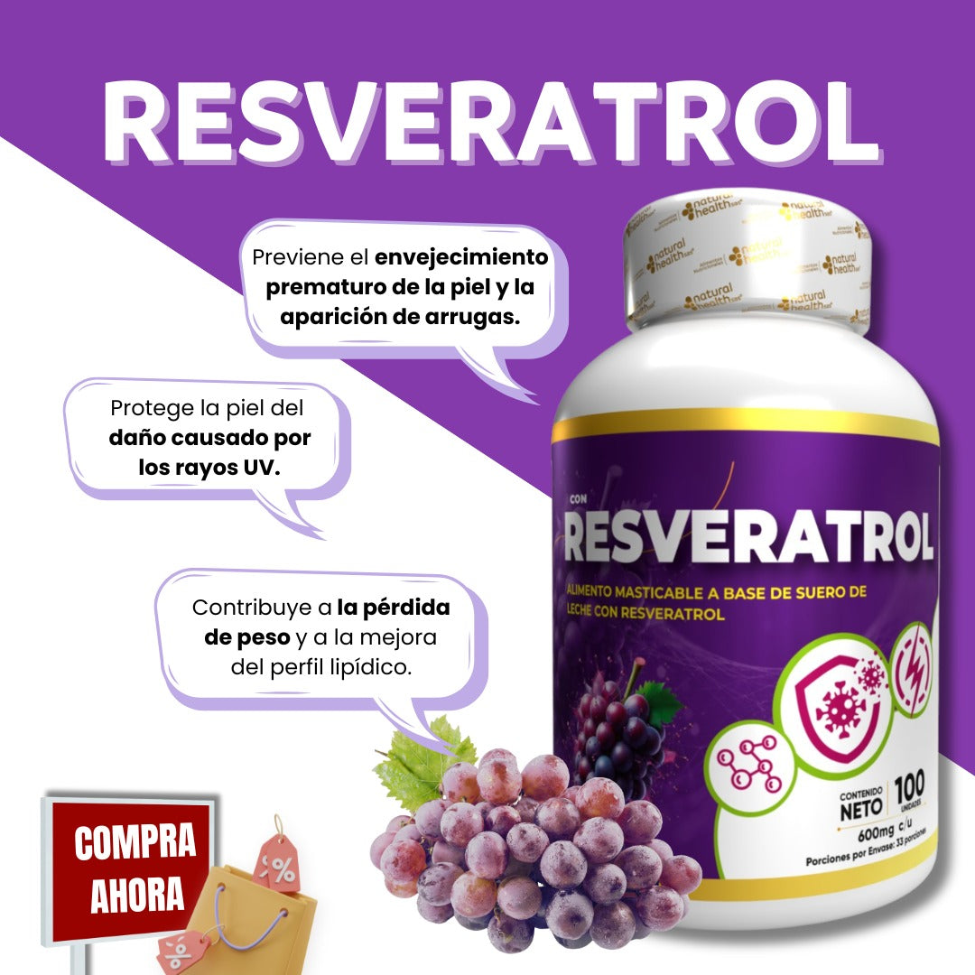 Combo x 2 Resveratrol Masticable - Natural Health SAS